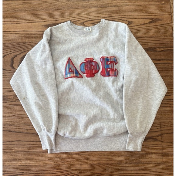 Vintage 80s Champion Reverse Weave Warmup Delta Phi Episolon Sorority Sweatshirt - Picture 1 of 7